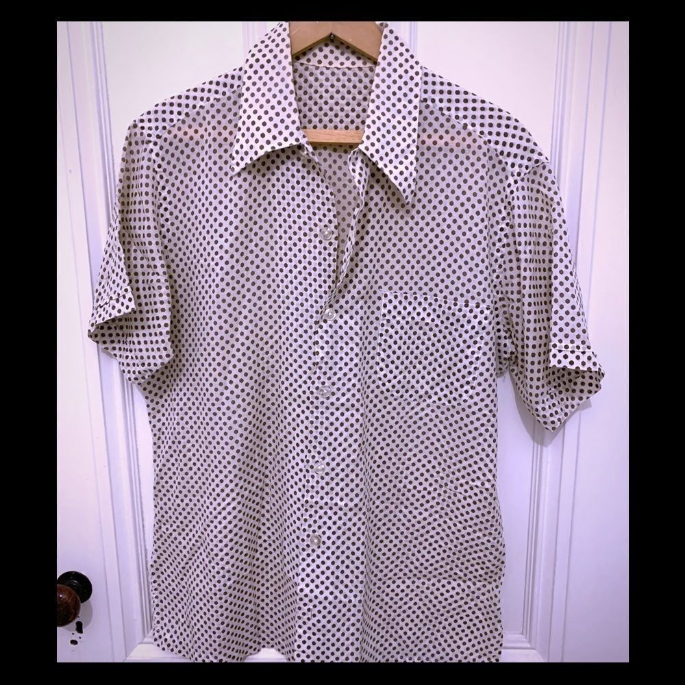 Men’s vintage green polka dot button down size M